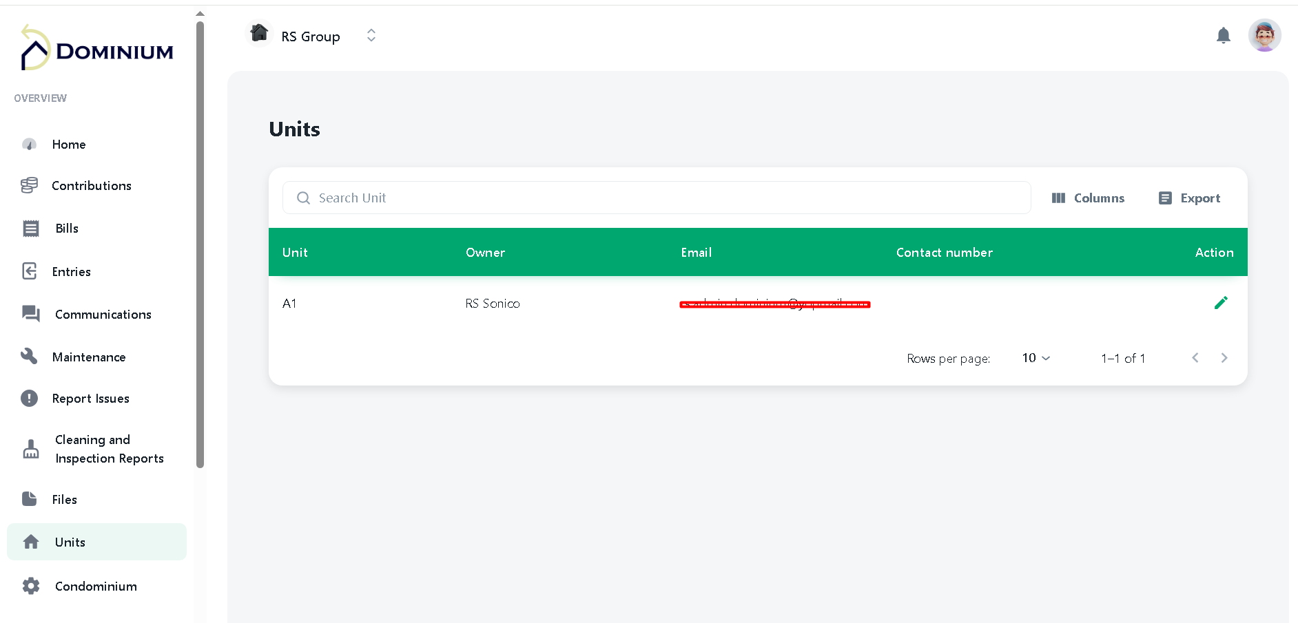 Dominium live balance screen